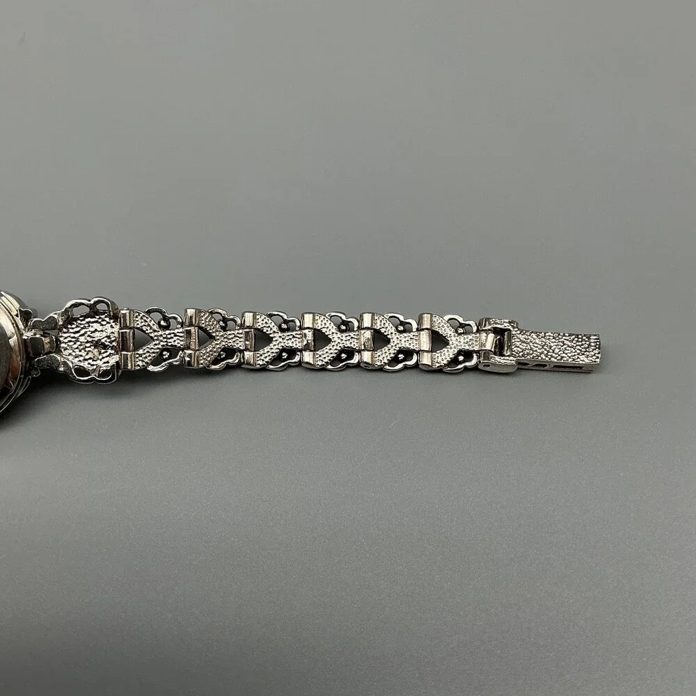 Alto Marcasite Womens Watch 24mm Silver Tone Dress Bracelet New Battery 7.25